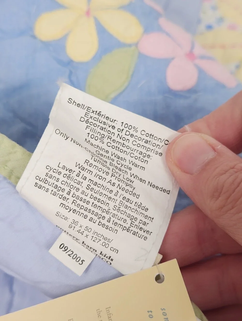 Pottery Barn Kids Vine Patchwork Crib/ Toddler Quilt 50x36 NOS Floral *Flaw*